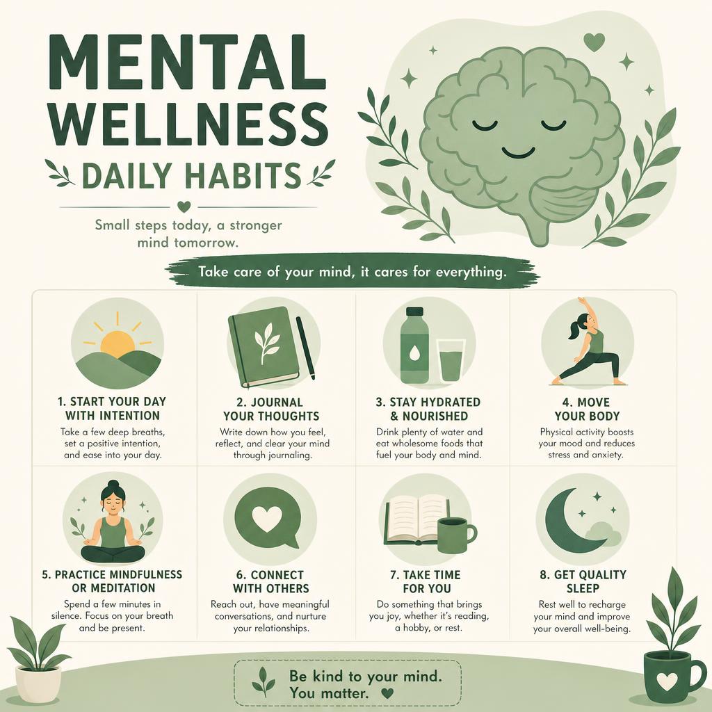 Woman practising daily mental wellness habits